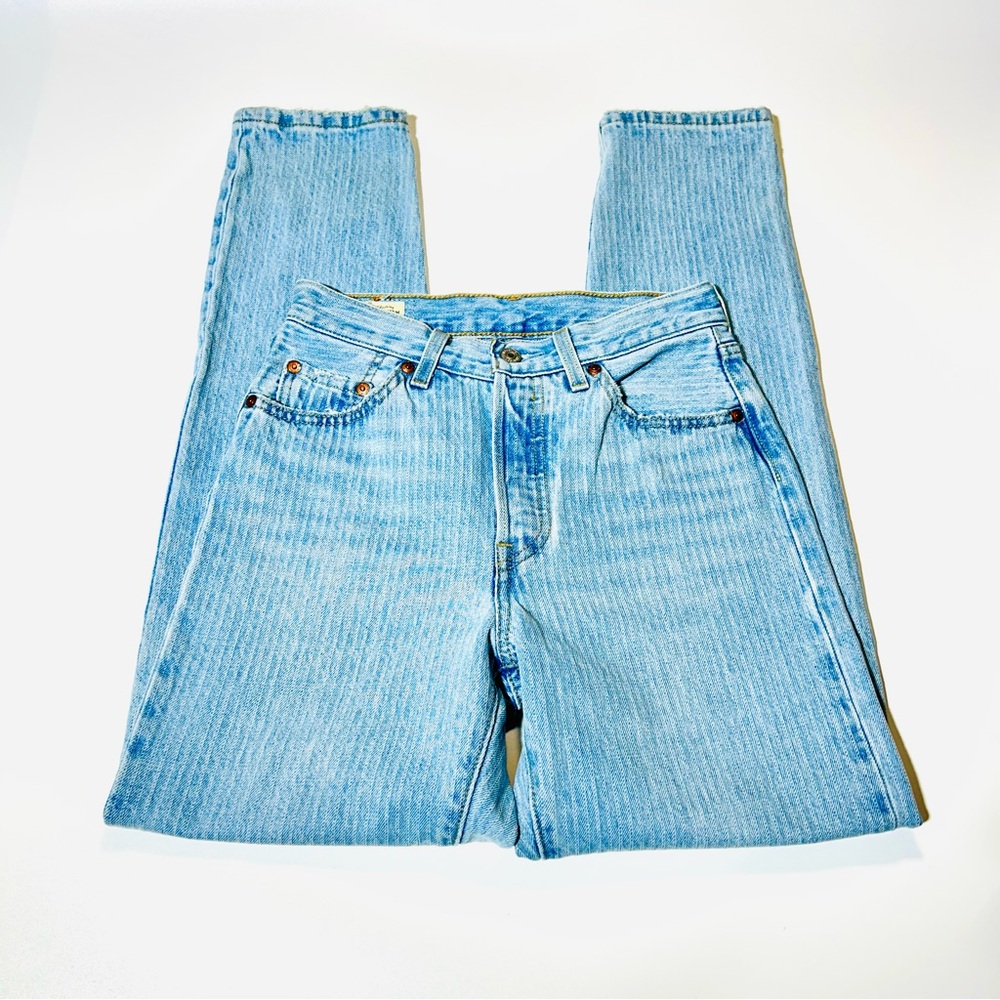 Levi's jeans 501 Buttonfly striped jeans skinny  high rise premium women size 25 - Picture 2 of 9